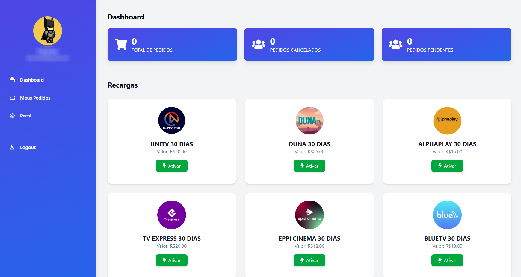 Plataforma de recarga